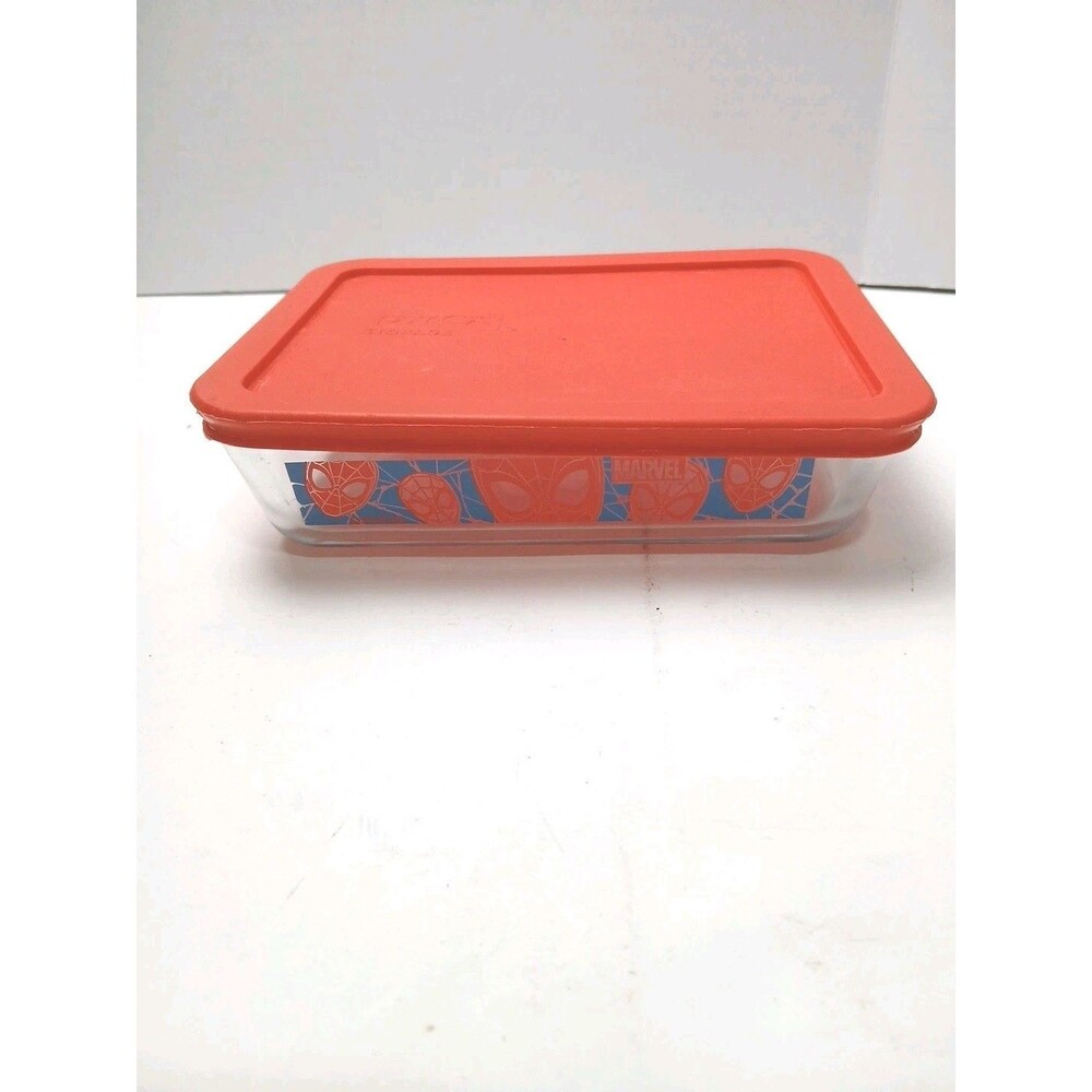 Pyrex Marvel Spiderman Storage Container Rectangular With Red Lid